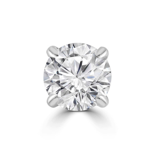 Solitaire Round Diamond 4-Prong Single Mens Stud Earring in 14K White Gold with Screwback (MVSE1008-W)
