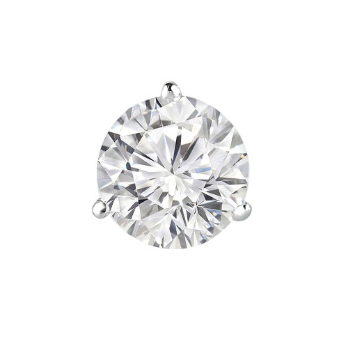 Round Lab Created Diamond 3-Prong Single Mens Martini Stud Earring in 14K White Gold with Screwback (MVSE3004-W)