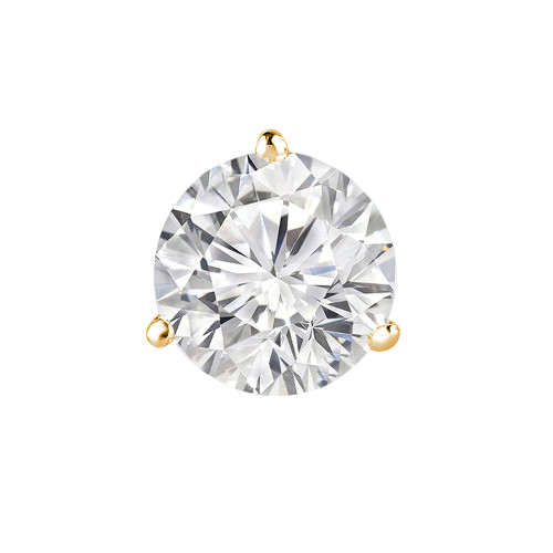 Round Lab Created Diamond 3-Prong Single Mens Martini Stud Earring in 14K Yellow Gold with Screwback (MVSE3004-Y)