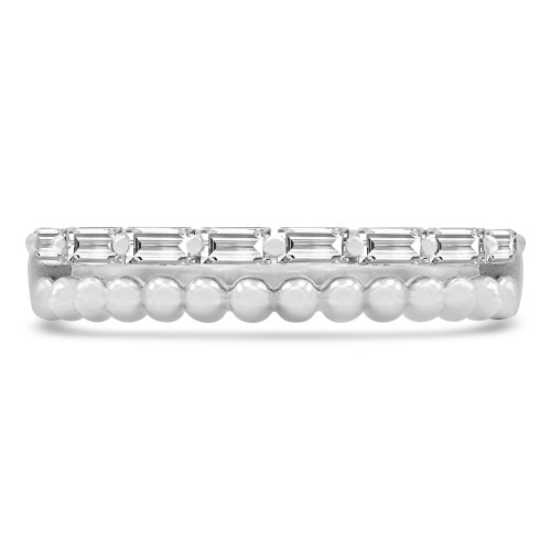 1/3 CTW Baguette Diamond Split Beaded Semi-Eternity Anniversary Wedding Band Ring in 18K White Gold (MDR230031)