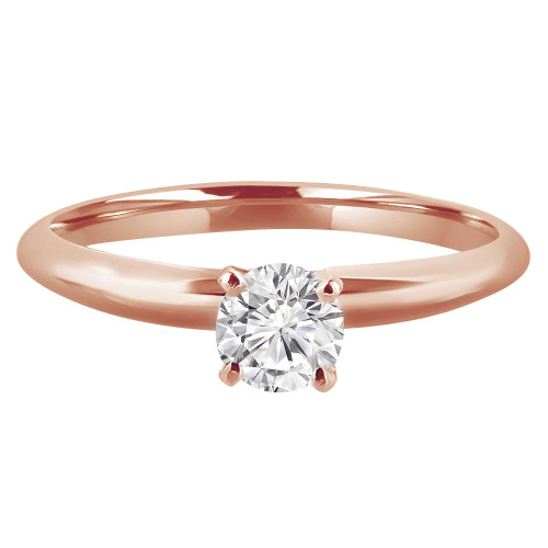 Round Lab Created Diamond Knife Edge Solitaire Engagement Ring in Rose Gold (MVSS1002-R)