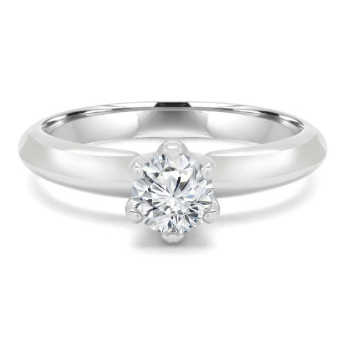 Round Lab Created Diamond 6-Prong Solitaire Engagement Ring in White Gold (MVSS1009-W)