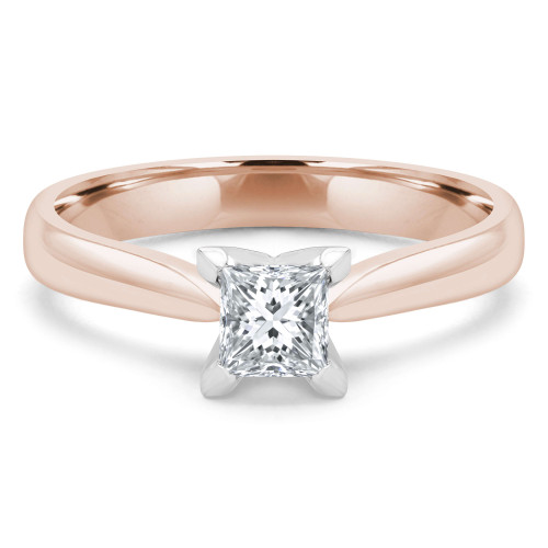 Princess Lab Created Diamond Solitaire Engagement Ring in Rose Gold (MVSS1013-R)