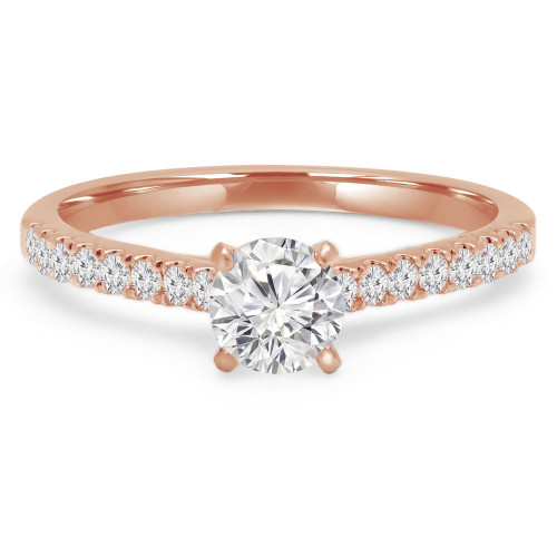 Round Lab Created Diamond Solitaire with Accents Engagement Ring in Rose Gold (MVSS1022-R)