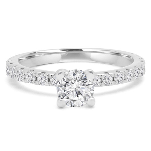 Round Lab Created Diamond Solitaire with Accents Engagement Ring in White Gold (MVSS1034-W)