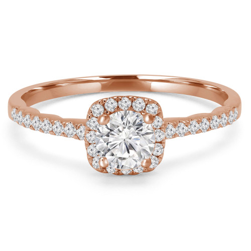 Round Lab Created Diamond Cushion Halo Engagement Ring in Rose Gold (MVSS1039-R)