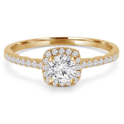 Round Lab Created Diamond Cushion Halo Engagement Ring in Yellow Gold (MVSS1039-Y)
