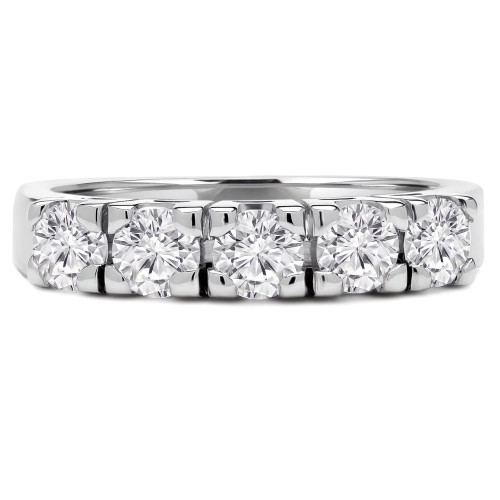 Round Lab Created Diamond Five-Stone Anniversary Wedding Band Ring in White Gold (MVSX1005-W)