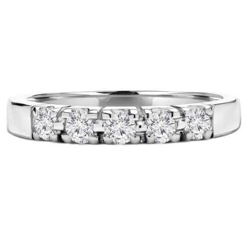 Round Lab Created Diamond Five-Stone Anniversary Wedding Band Ring in White Gold (MVSX1006-W)