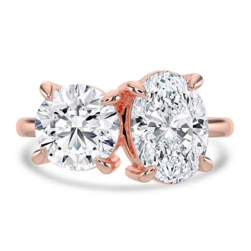 Round Lab Created Diamond Toi et Moi Solitaire with Accents Engagement Ring in Rose Gold (MVSX1032-R)