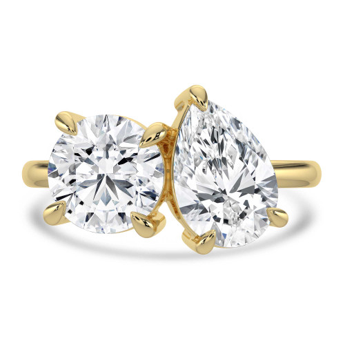 Round Lab Created Diamond Toi et Moi Solitaire with Accents Engagement Ring in Yellow Gold (MVSX1033-Y)