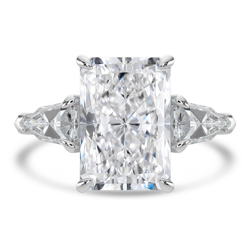 Radiant Lab Created Diamond with Shield Sidestones Three-Stone Engagement Ring in White Gold (MVSX1042-W)