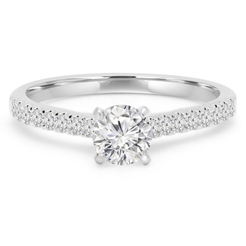 Round Diamond Solitaire with Accents Engagement Ring in White Gold (MVSS0022-W)