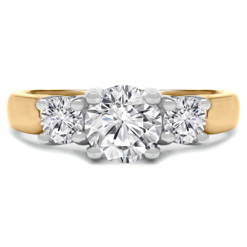 Round Diamond Three-Stone Engagement Ring in Yellow Gold (MVSX0001-Y)