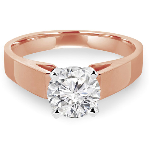 Round Lab Created Diamond Cathedral Solitaire Engagement Ring in Rose Gold (MVSLG1003-R)