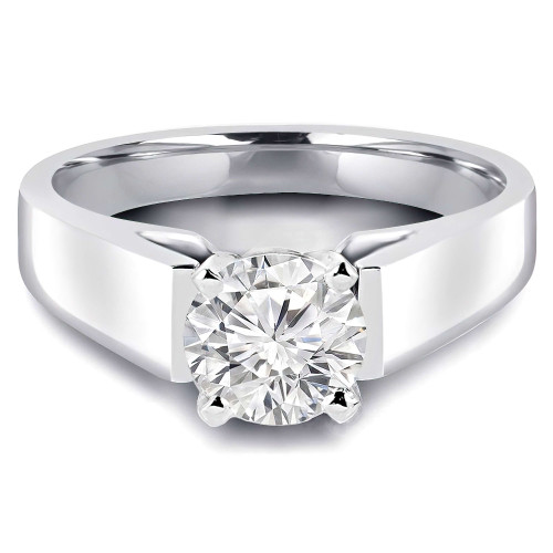 Round Lab Created Diamond Cathedral Solitaire Engagement Ring in White Gold (MVSLG1003-W)