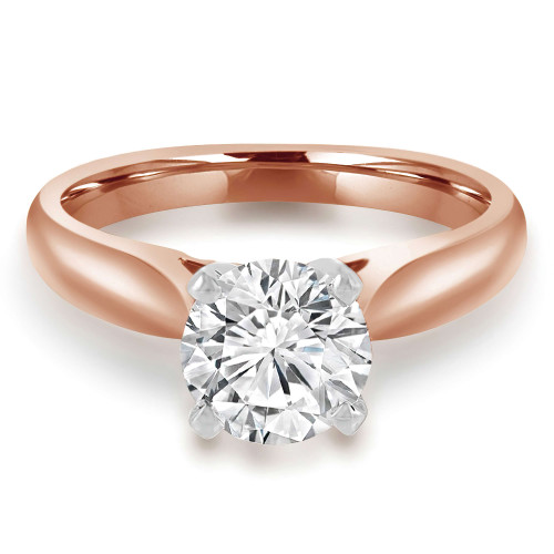 Round Lab Created Diamond Cathedral Solitaire Engagement Ring in Rose Gold (MVSLG1009-R)
