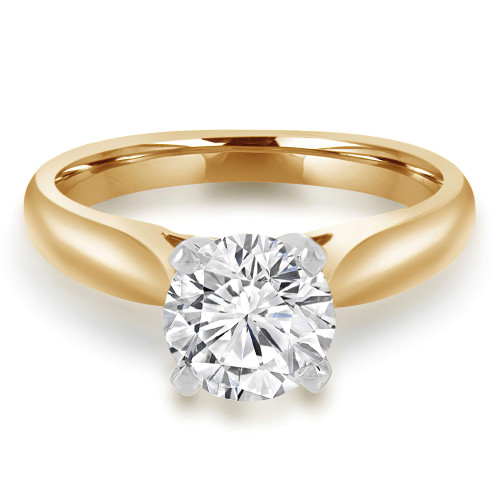Round Lab Created Diamond Cathedral Solitaire Engagement Ring in Yellow Gold (MVSLG1009-Y)