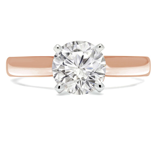 Round Lab Created Diamond Pinched Cathedral Solitaire Engagement Ring in Rose Gold (MVSLG1014-R)