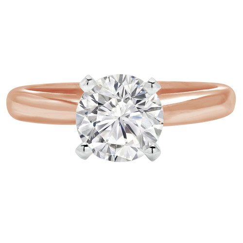 Round Lab Created Diamond Pinched Cathedral Solitaire Engagement Ring in Rose Gold (MVSLG1026-R)