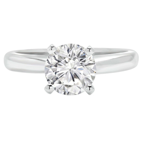 Round Lab Created Diamond Pinched Cathedral Solitaire Engagement Ring in White Gold (MVSLG1026-W)