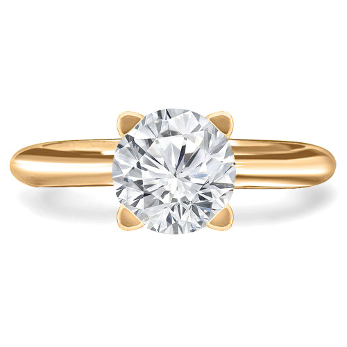 Round Lab Created Diamond Tapered Knife Edge Cathedral Solitaire Engagement Ring in Yellow Gold (MVSLG1044-Y)