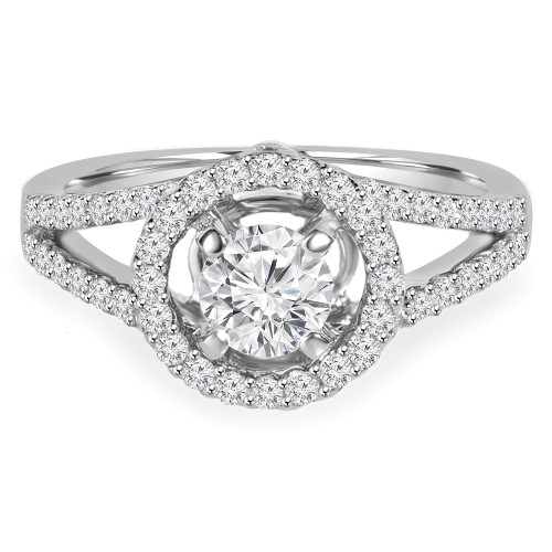Round Lab Created Diamond Split-Shank Round Halo Engagement Ring in White Gold (MVSLG1088-W)