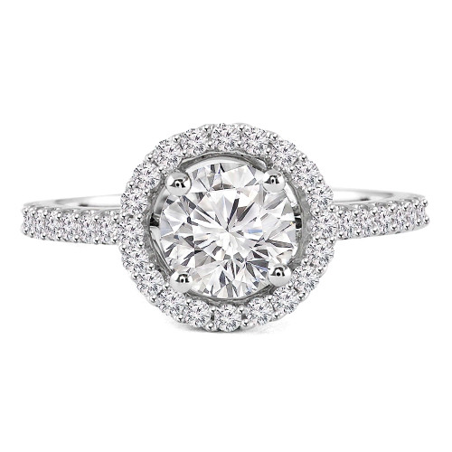 Round Lab Created Diamond Round Halo Engagement Ring in White Gold (MVSLG1093-W)
