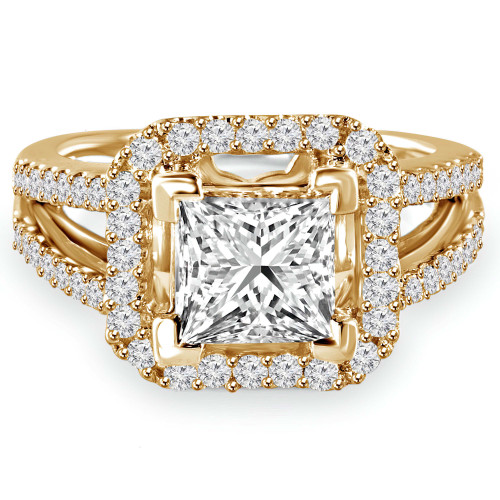 Princess Lab Created Diamond Cushion Halo Engagement Ring in Yellow Gold (MVSLG1099-Y)