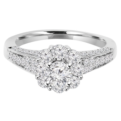 Round Lab Created Diamond Round Halo Engagement Ring in White Gold (MVSLG1104-W)