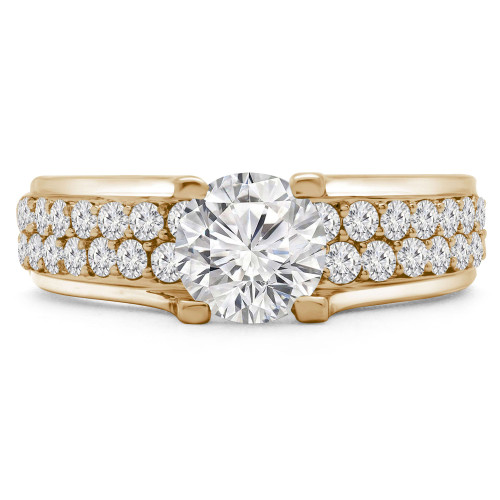 Round Lab Created Diamond Two-Row Solitaire with Accents Engagement Ring in Yellow Gold (MVSLG1105-Y)