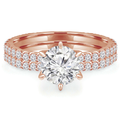 Round Lab Created Diamond Solitaire with Accents Engagement Ring and Wedding Band Set Ring in Rose Gold (MVSLG1127-R)