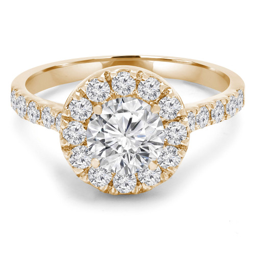 Round Lab Created Diamond Cathedral Round Halo Engagement Ring in Yellow Gold (MVSLG1133-Y)