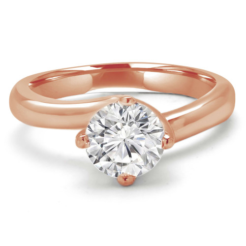 Round Lab Created Diamond Bypass Solitaire Engagement Ring in Rose Gold (MVSLG1145-R)
