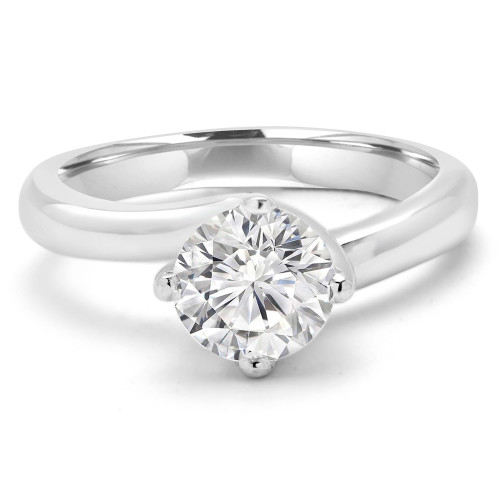 Round Lab Created Diamond Bypass Solitaire Engagement Ring in White Gold (MVSLG1145-W)