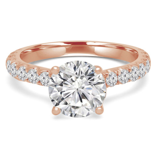 Round Lab Created Diamond Cathedral Solitaire with Accents Engagement Ring in Rose Gold (MVSLG1176-R)