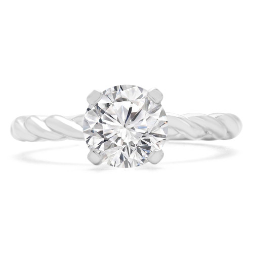 Round Lab Created Diamond Twisted Solitaire Engagement Ring in White Gold (MVSLG1191-W)