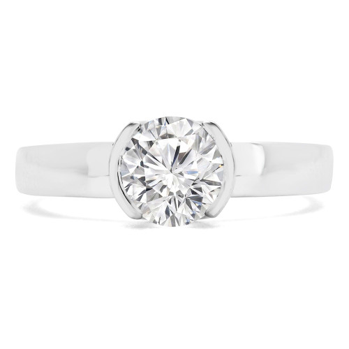 Round Lab Created Diamond Tension Set Solitaire Engagement Ring in White Gold (MVSLG1192-W)