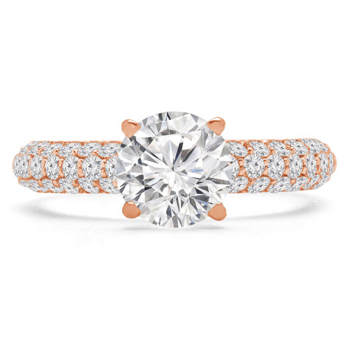 Round Lab Created Diamond Three-Row Solitaire with Accents Engagement Ring in Rose Gold (MVSLG1198-R)