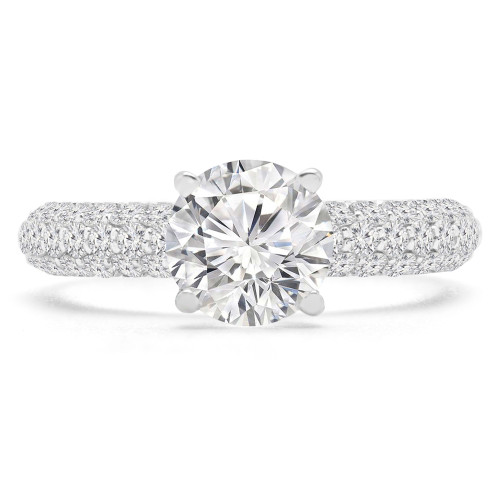 Round Lab Created Diamond Three-Row Solitaire with Accents Engagement Ring in White Gold (MVSLG1198-W)