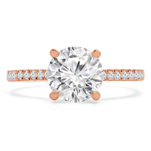 Round Lab Created Diamond Cathedral Solitaire with Accents Engagement Ring in Rose Gold (MVSLG1213-R)