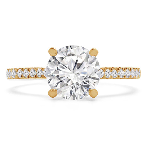 Round Lab Created Diamond Cathedral Solitaire with Accents Engagement Ring in Yellow Gold (MVSLG1213-Y)