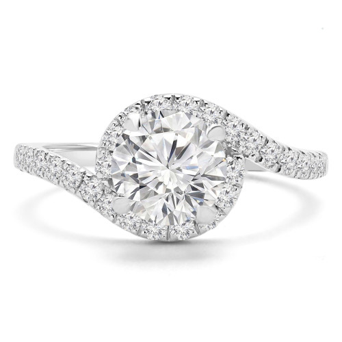 Round Lab Created Diamond Bypass Halo Engagement Ring in White Gold (MVSLG1224-W)