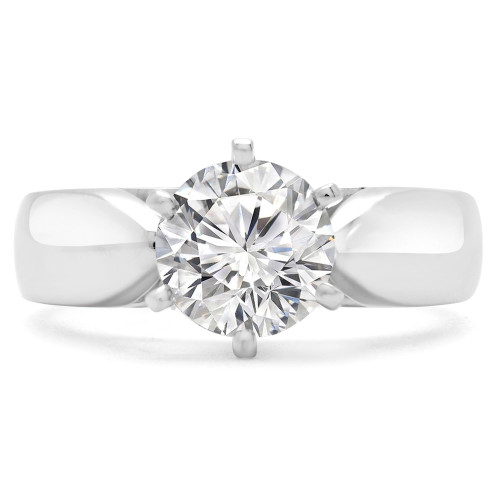 Round Lab Created Diamond Pinched Cathedral 6-Prong Solitaire Engagement Ring in White Gold (MVSLG1230-W)