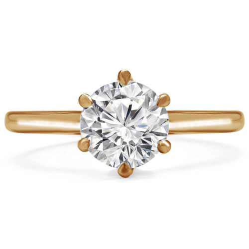 Round Lab Created Diamond Cathedral 6-Prong Solitaire Engagement Ring in Yellow Gold (MVSLG1232-Y)