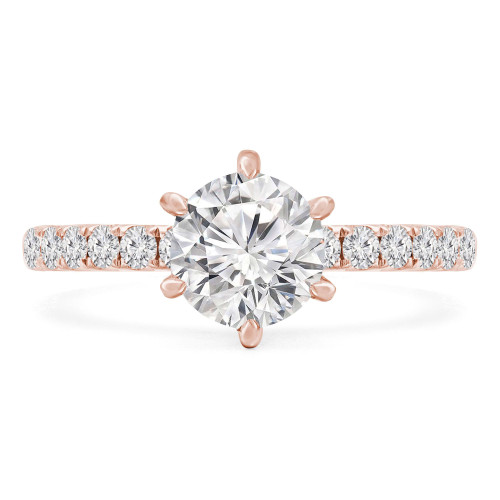 Round Lab Created Diamond 6-Prong Solitaire with Accents Engagement Ring in Rose Gold (MVSLG1243-R)