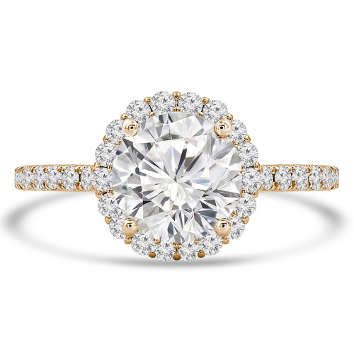 Round Lab Created Diamond Cathedral Halo Engagement Ring in Yellow Gold with Accents (MVSLG1261-Y)