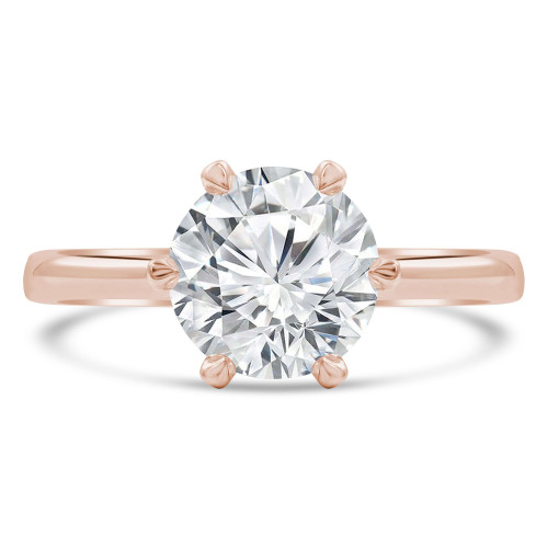 Round Lab Created Diamond 6-Prong Tapered Cathedral Solitaire Engagement Ring in Rose Gold (MVSLG1267-R)