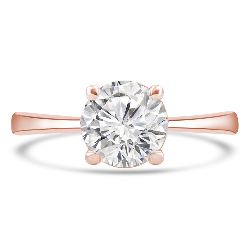 Round Lab Created Diamond Tapered Solitaire Engagement Ring in Rose Gold (MVSLG1268-R)