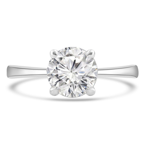Round Lab Created Diamond Tapered Solitaire Engagement Ring in White Gold (MVSLG1268-W)